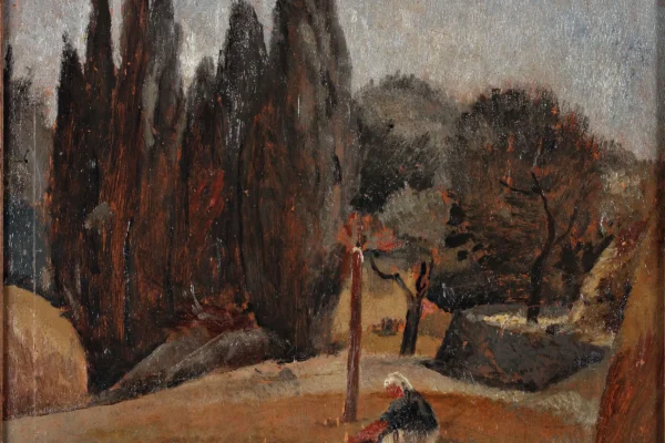 Paysanne assise dans un champs - Othon COUBINE (1883-1969)