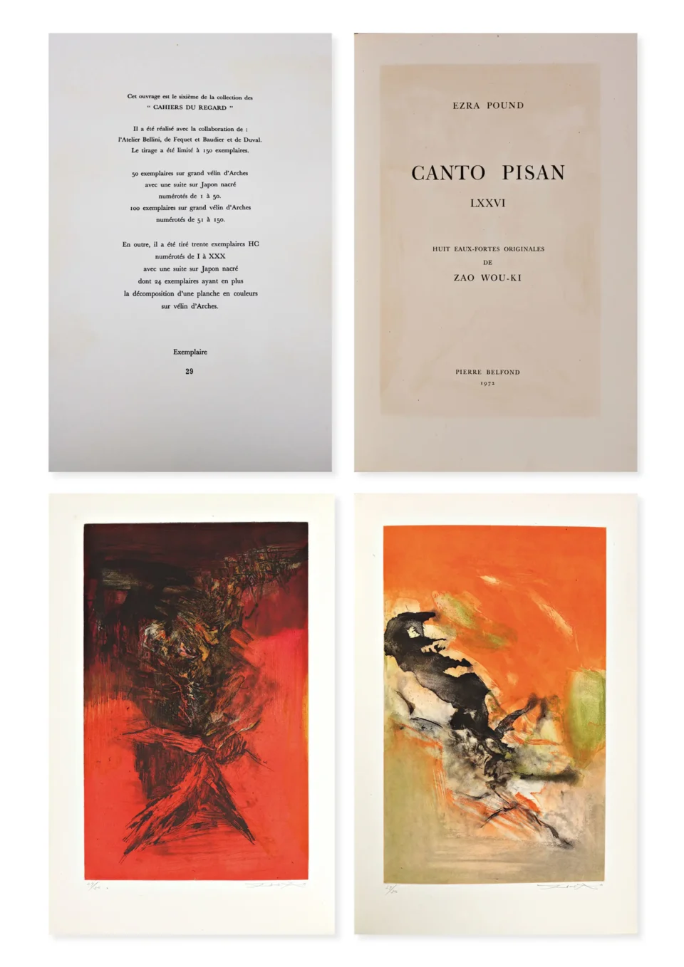 CANTO PISAN. Ezra Pound. LXXXVI, Paris, Pierre Belfond, 1972. - ZAO Wou-ki (1921-2013)