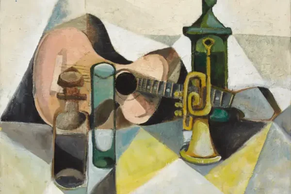 Nature morte à la guitare et à la trompette - Jacques CARELMAN(1929-2012)