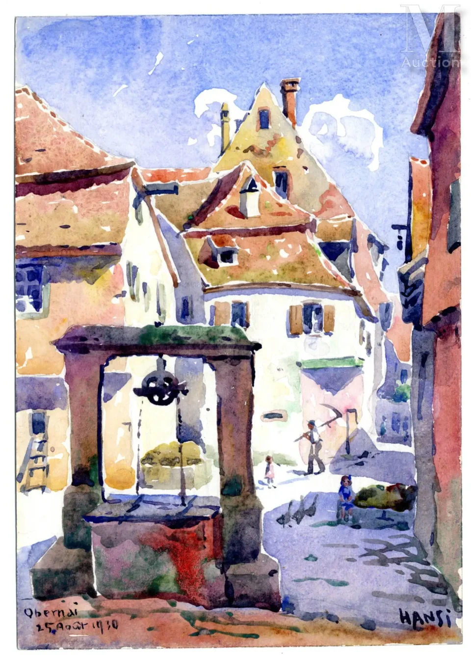 Vue animée d’Obernai - Jean-Jacques WALTZ dit HANSI (Colmar 1873-1951)