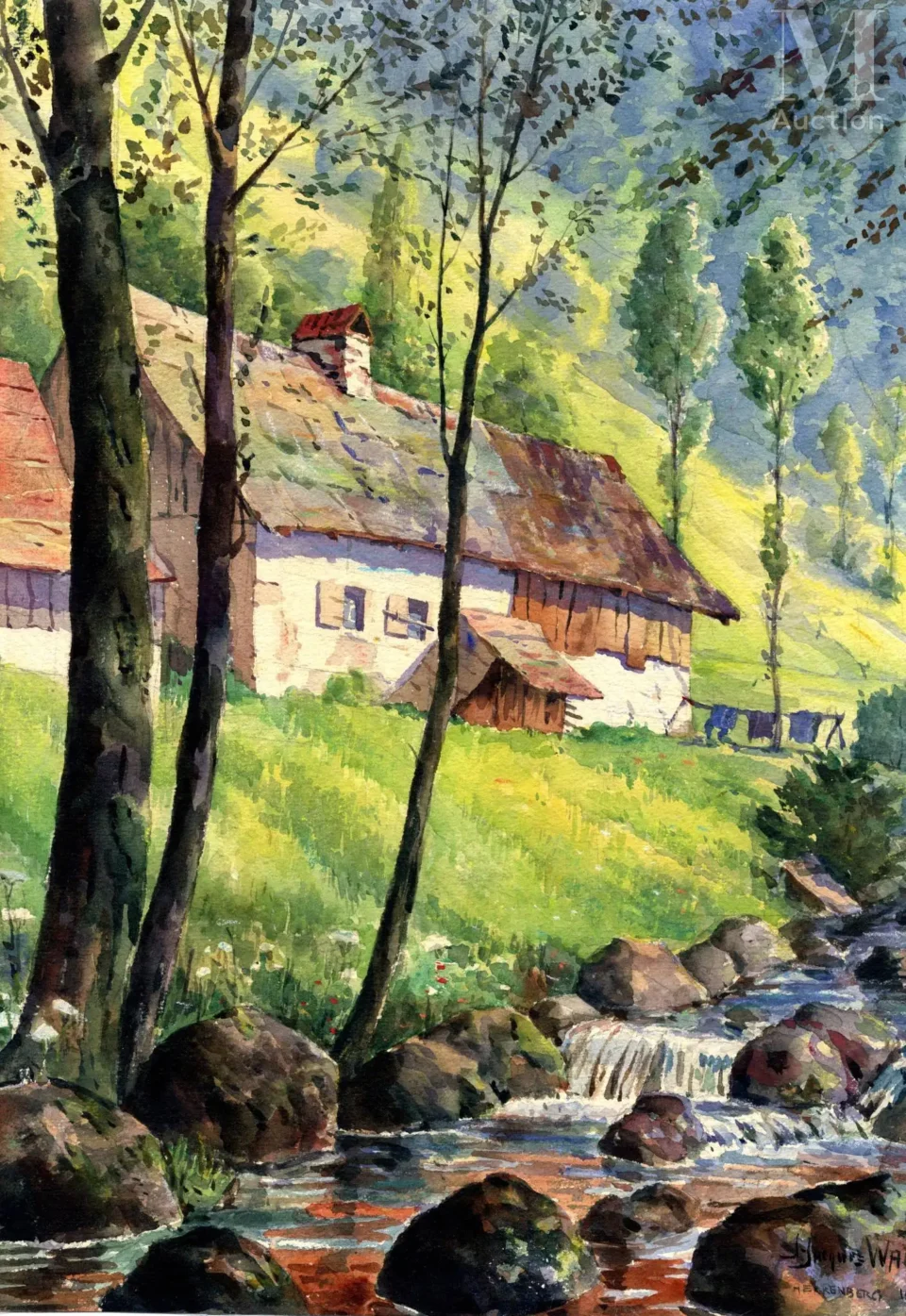 Vue d’une ferme près du Herrenberg dans la vallée de Munster - Jean-Jacques WALTZ dit HANSI (Colmar 1873-1951)