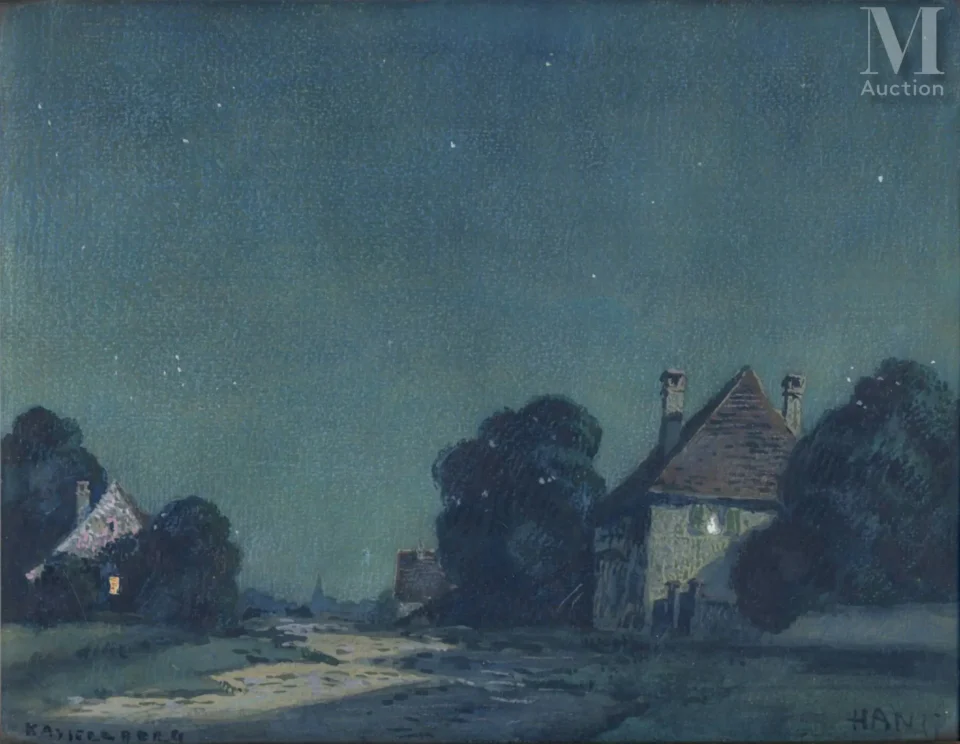 Vue de Kaysersberg la nuit - Jean-Jacques WALTZ dit HANSI (Colmar 1873-1951)