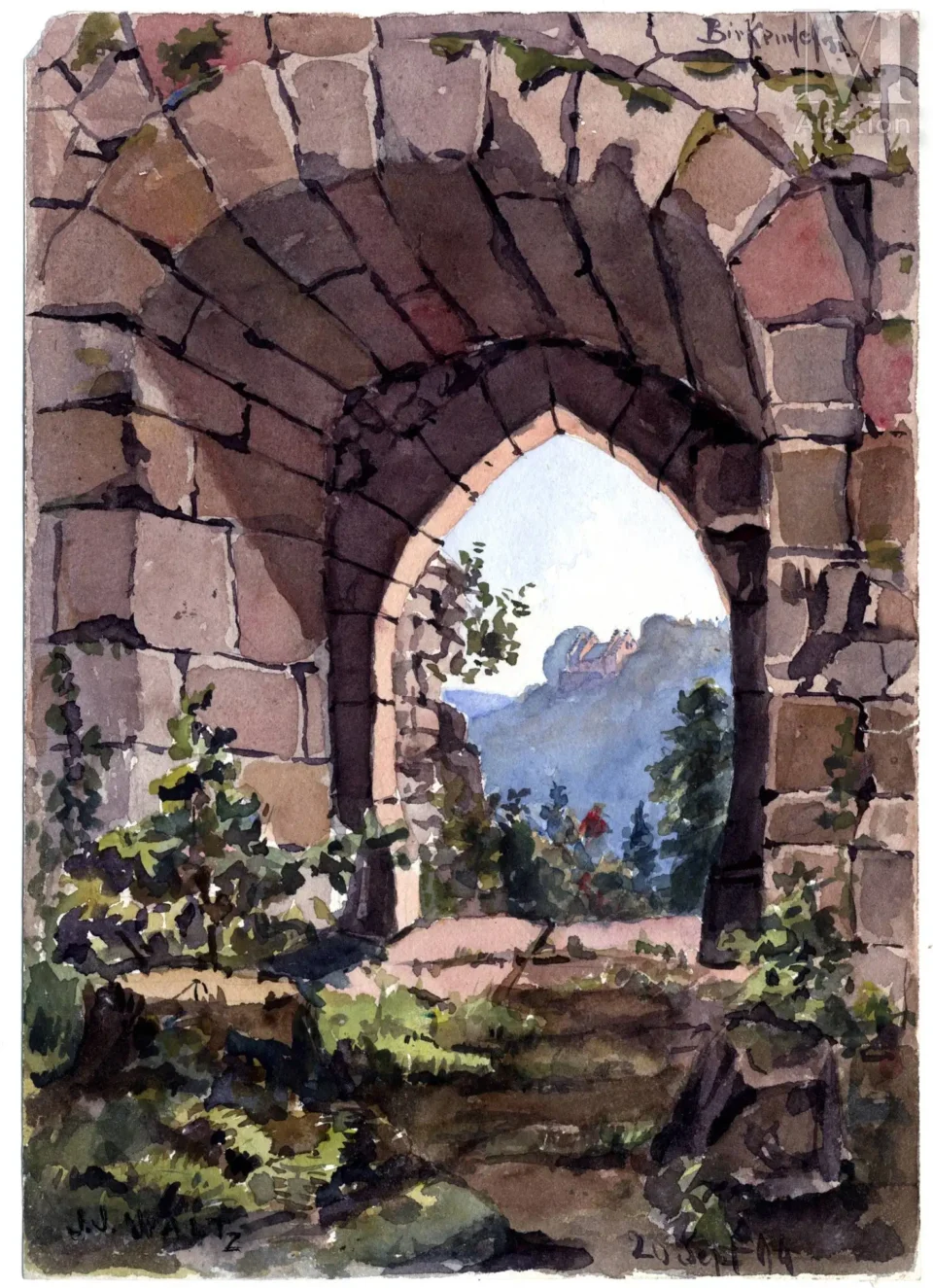 Vue du château de Birkenfels - Jean-Jacques WALTZ dit HANSI (Colmar 1873-1951)