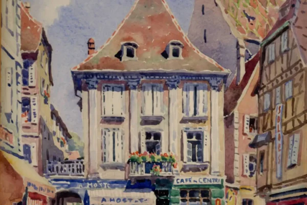 Vue animée de la place des écoles à Colmar - Jean-Jacques WALTZ dit HANSI (Colmar 1873-1951)