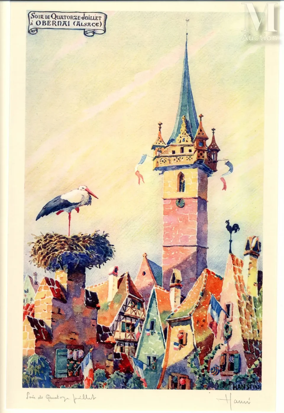 Soir du 14 juillet à Obernai - Jean-Jacques WALTZ dit HANSI (Colmar 1873-1951)