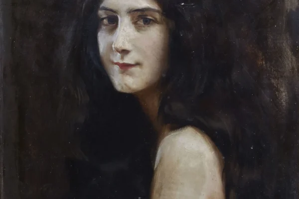 Portrait d'une jeune fille au chien - Tade STYKA (1889-1954)