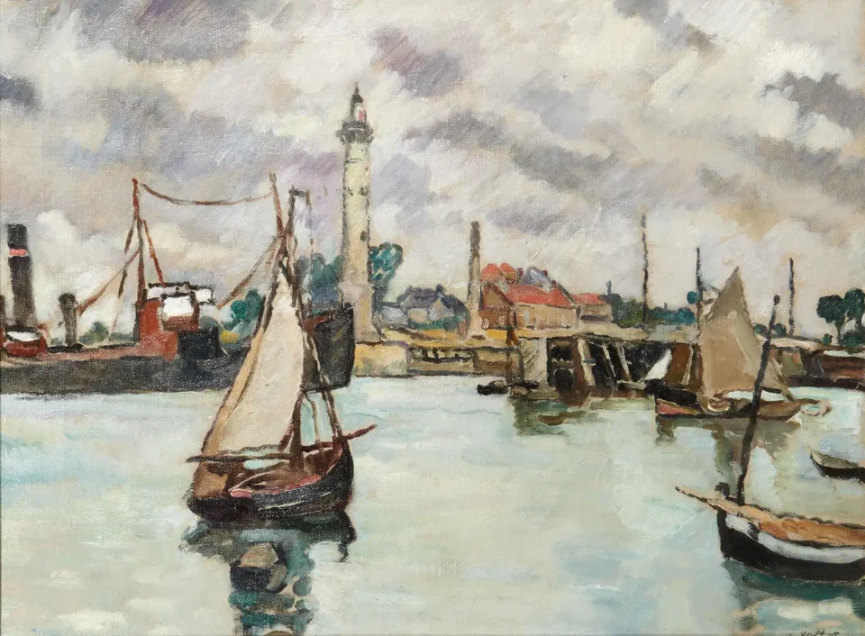 Le port de Ouistreham, circa 1930 - Louis VALTAT (1869-1952)