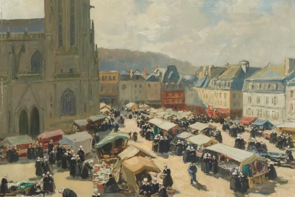 Place du marché à Quimper - Henri Alphonse BARNOIN (1882-1940)