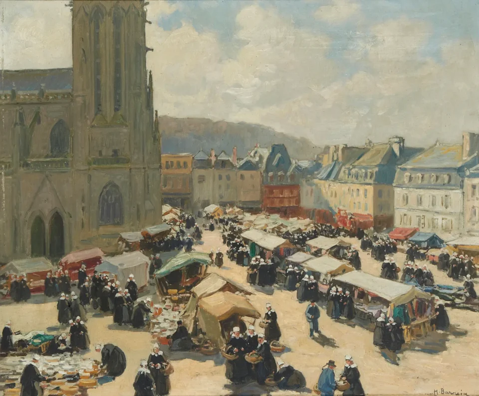 Place du marché à Quimper - Henri Alphonse BARNOIN (1882-1940)