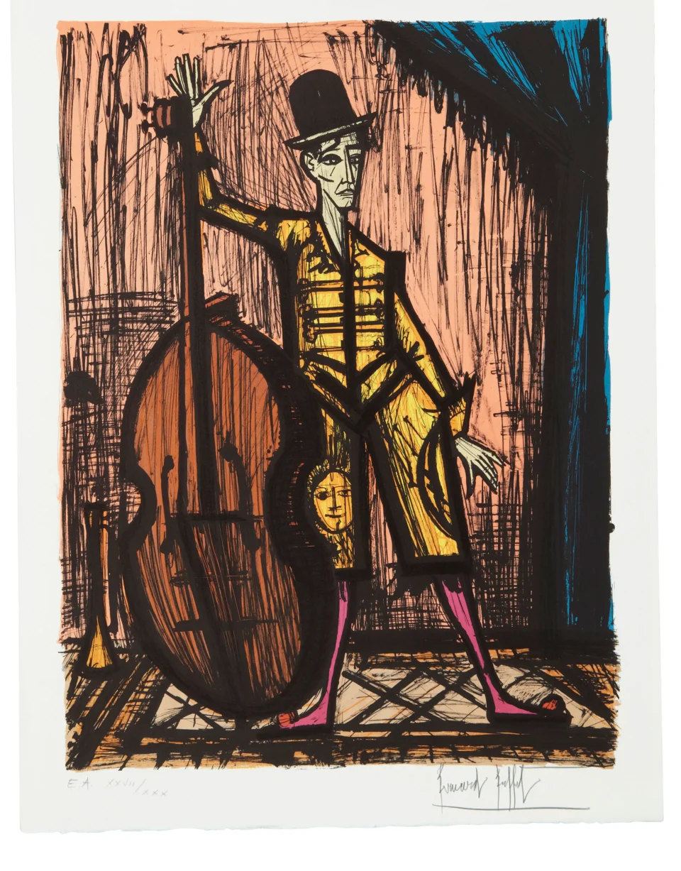 CLOWN ET CONTREBASSE, 1981 - Bernard BUFFET (1928-1999)