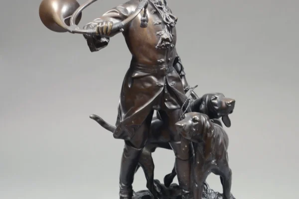 Veneur LXV et deux chiens - D'après H.MOREAU & P.LECOURTIER(1855-1925)