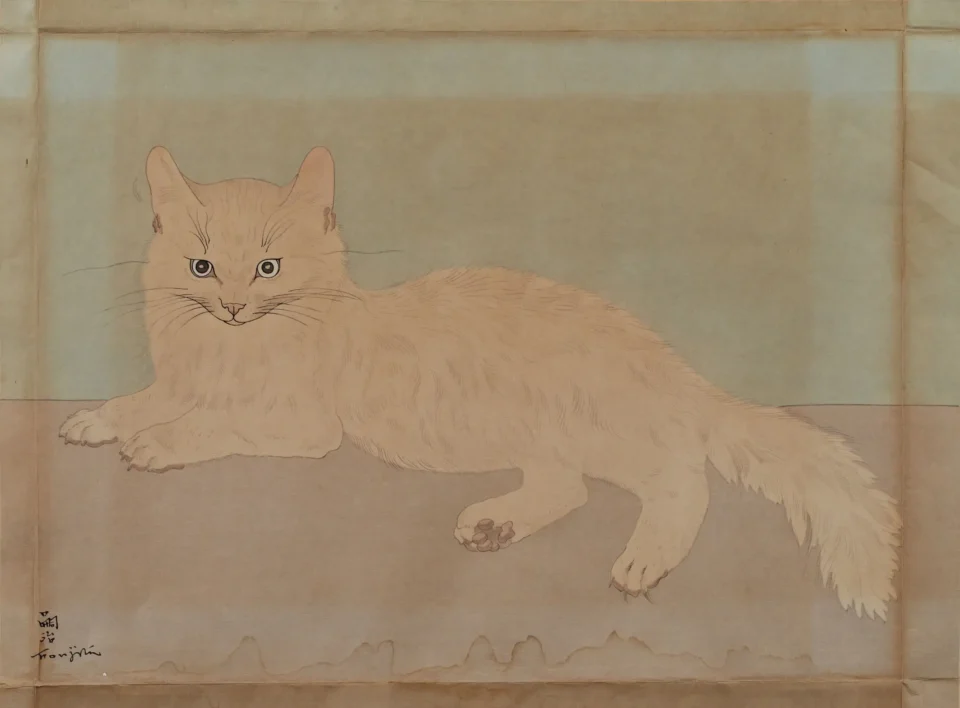 Chat blanc couché - Léonard Tsuguharu FOUJITA (1886-1968)