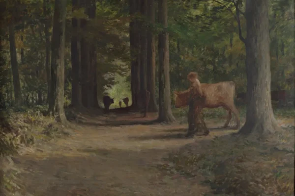 Jeune femme en forêt. - Henri LEROLLE (1848-1929)