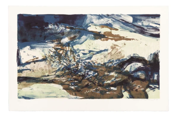 Composition bleue et verte, pour « A la gloire de l’image et Art poétique» de R. Caillois. 1976 - ZAO Wou-ki (1921-2013)