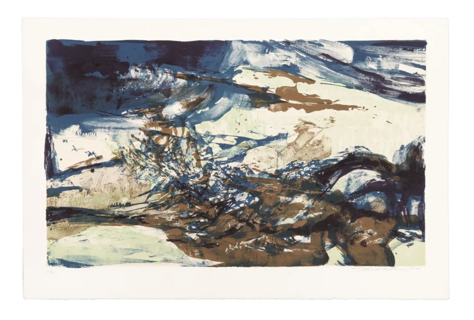 Composition bleue et verte, pour « A la gloire de l’image et Art poétique» de R. Caillois. 1976 - ZAO Wou-ki (1921-2013)