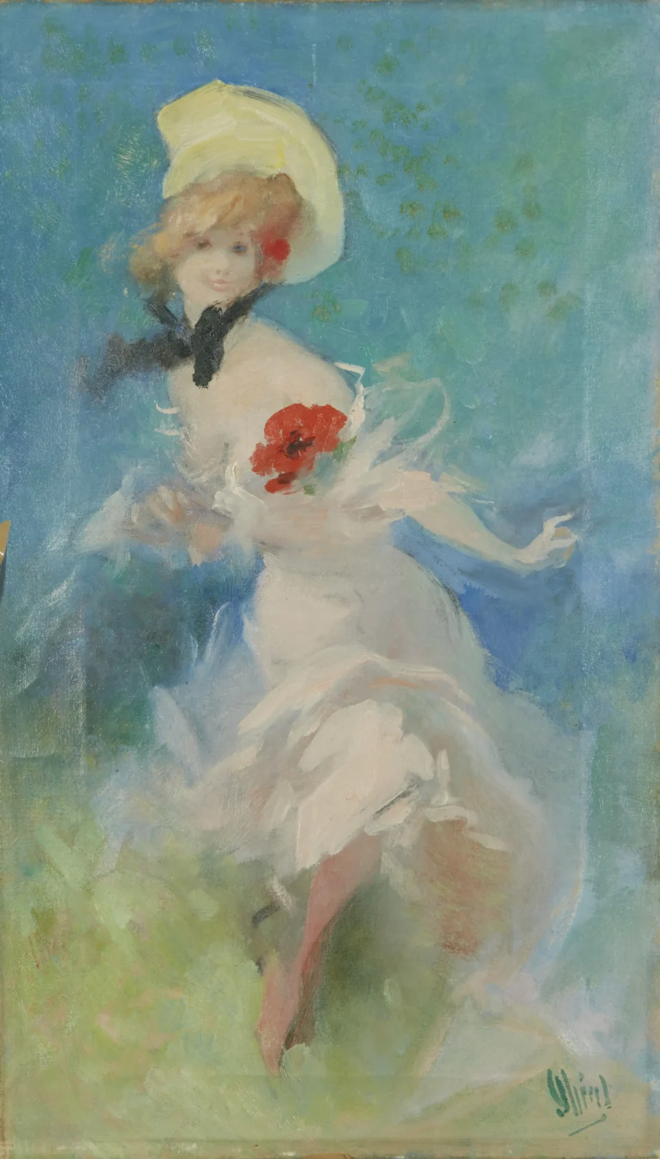 Femme au coquelicot - Jules CHERET (Paris 1836- Nice 1932)