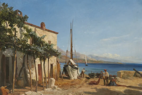 Les pêcheurs sur la côte d'azur - Jacques GUIAUD (Chambery 1810 - Paris 1876)