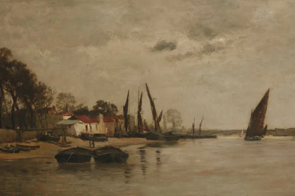 Bateaux en bord de rivière - Karl DAUBIGNY (Paris 1846 - Auvers sur Oise 1886)