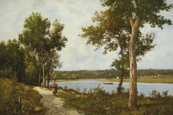 Bords de Seine à Samois sur Seine - Léon RICHET (Solesmes 1843 - Paris 1907)