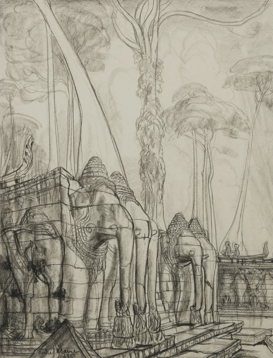 La terrasse des éléphants à Angkor - MAIRE André (1898-1984)