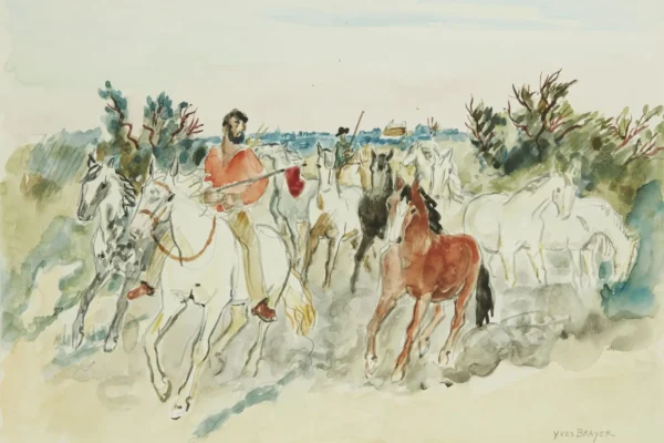 Gardian et ses chevaux - Yves BRAYER