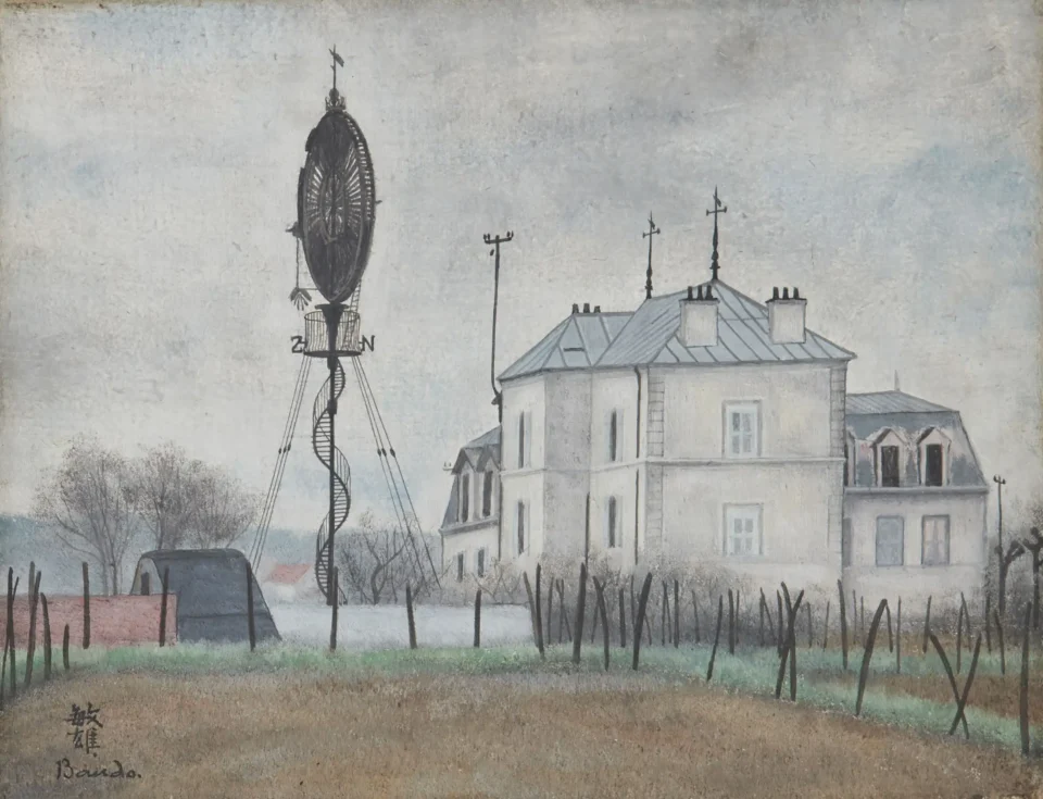 Maison avec une éolienne à Nogent le Phaye, près de Chartres - Toshio BANDO (1895-1973)