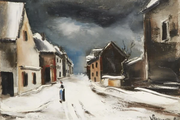 Rue de village sous la neige - Maurice de VLAMINCK (Paris 1876 - Rueil La Gadelière 1958)